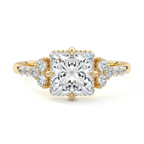 Celeste - Princess Yellow Gold Lab Grown Diamond Engagement Ring | Nura Lab
