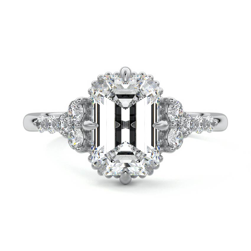 Celeste - Emerald Cut White Gold Lab Grown Diamond Engagement Ring | Nura Lab