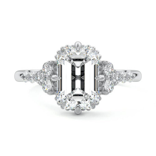 Celeste - Emerald Cut White Gold Lab Grown Diamond Engagement Ring | Nura Lab