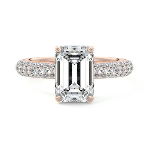 Celine - Emerald Cut Rose Gold Lab Grown Diamond Engagement Ring | Nura Lab