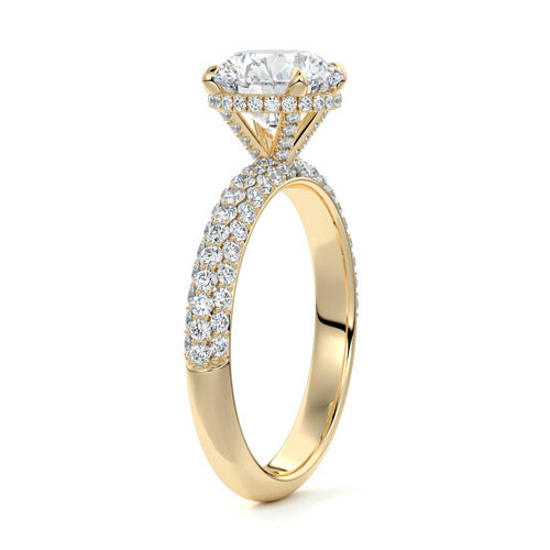 Celine - Round Yellow Gold Engagement Ring Side View | Nura Lab