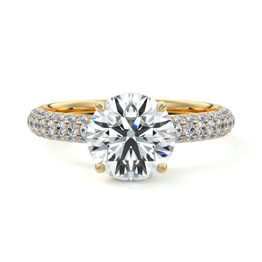 Celine round hidden halo pavé lab grown diamond engagement ring in yellow gold