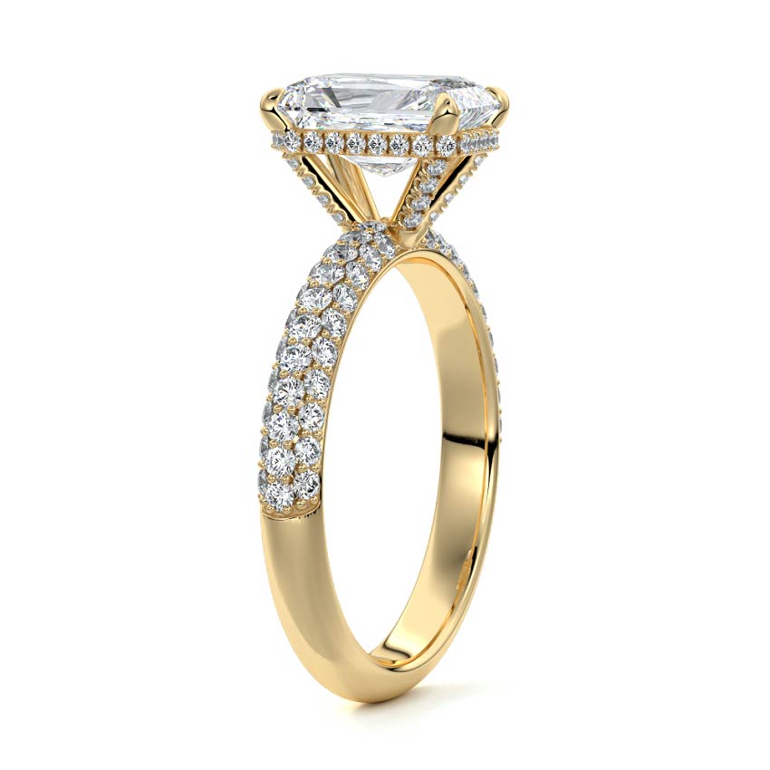Celine - Radiant Yellow Gold Engagement Ring Side View | Nura Lab