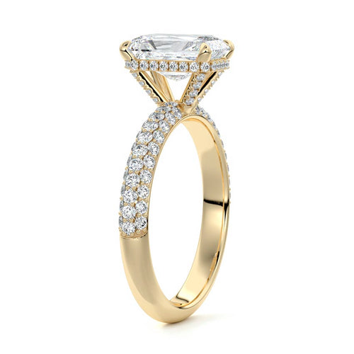 Celine - Radiant Yellow Gold Engagement Ring Side View | Nura Lab