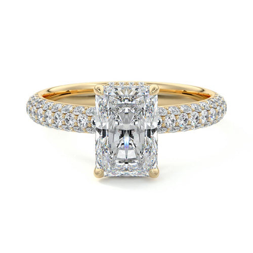 Celine - Radiant Yellow Gold Engagement Ring Detail View | Nura Lab