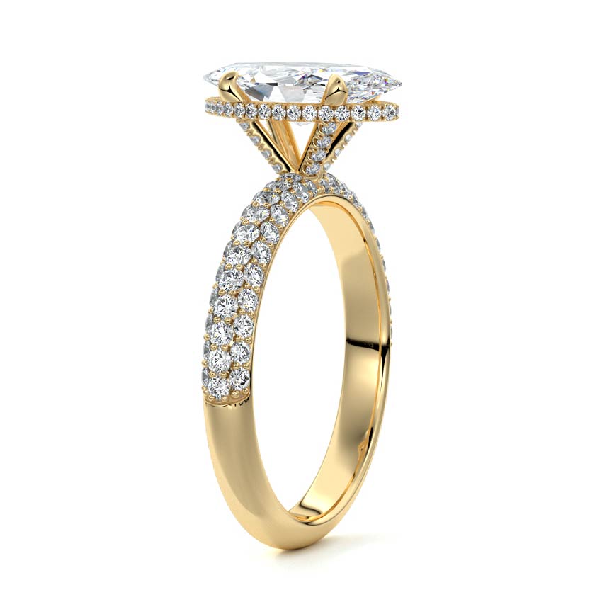 Celine - Marquise Yellow Gold Engagement Ring Side View | Nura Lab