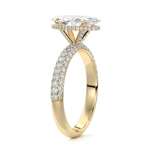 Celine - Marquise Yellow Gold Engagement Ring Side View | Nura Lab