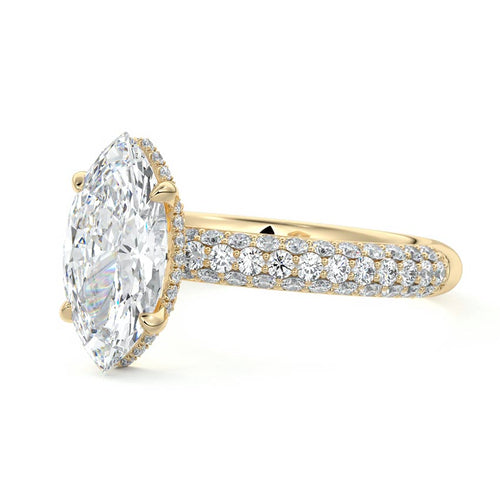 Celine - Marquise Yellow Gold Engagement Ring Profile View | Nura Lab