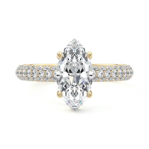 Celine - Marquise Yellow Gold Engagement Ring Detail View | Nura Lab