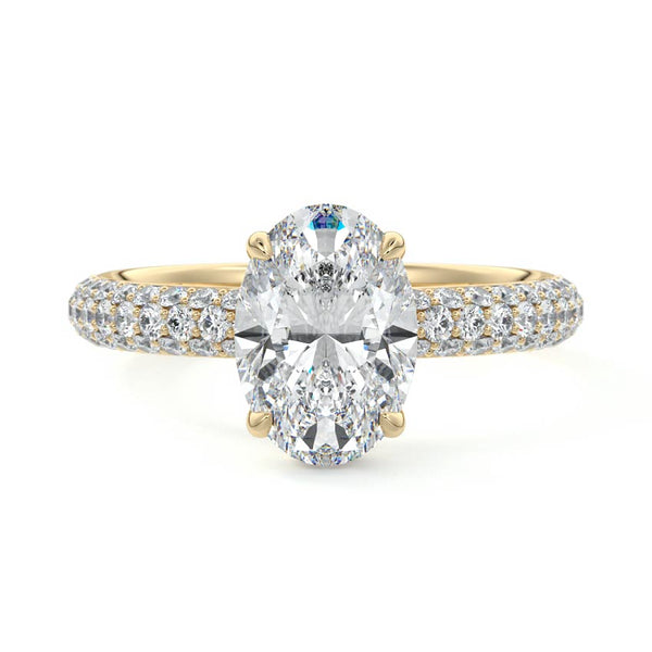 Celine - Oval Hidden Halo Pavé Lab Grown Diamond Engagement Ring