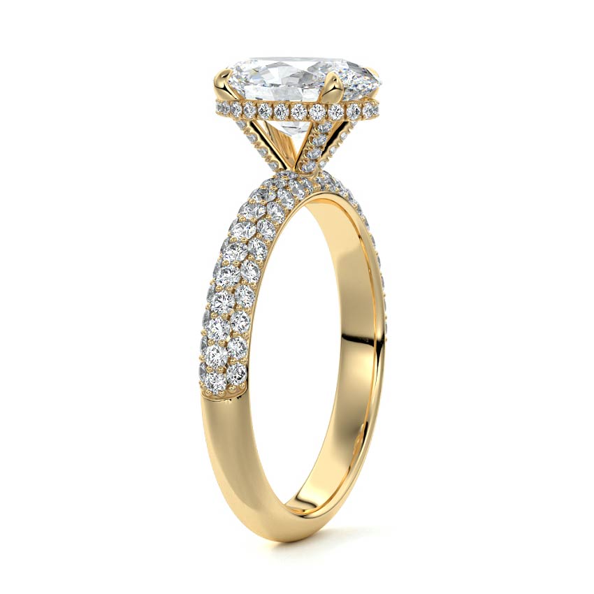Celine - Oval Yellow Gold Engagement Ring Side View | Nura Lab