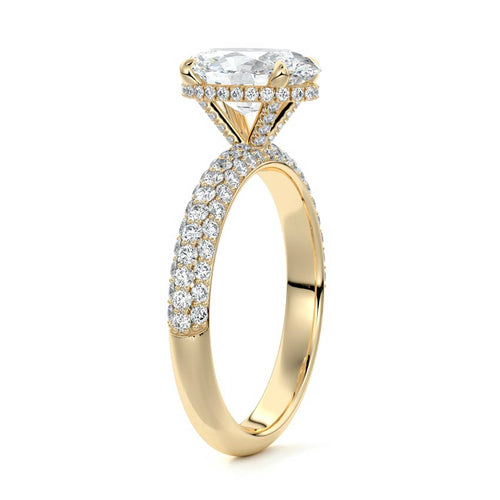 Celine - Oval Yellow Gold Engagement Ring Side View | Nura Lab
