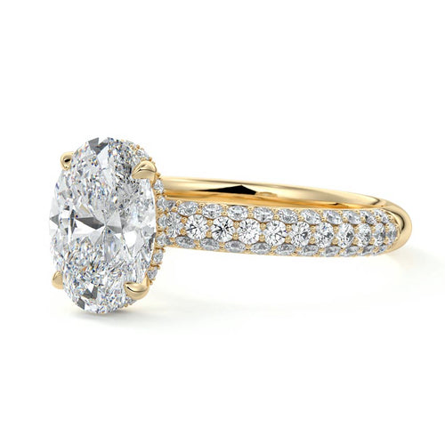 Celine - Oval Yellow Gold Engagement Ring Profile View | Nura Lab