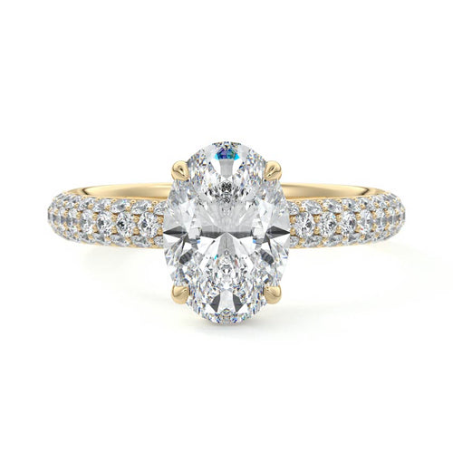 Celine - Oval Yellow Gold Engagement Ring Detail View | Nura Lab