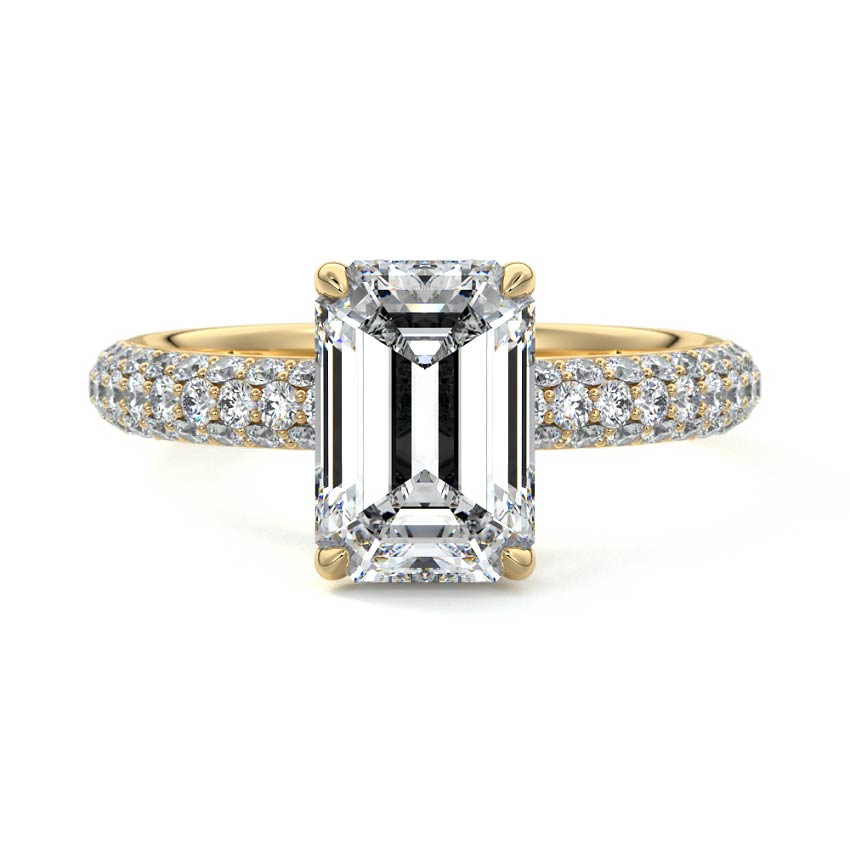 Celine - Emerald Cut Yellow Gold Engagement Ring Detail View | Nura Lab