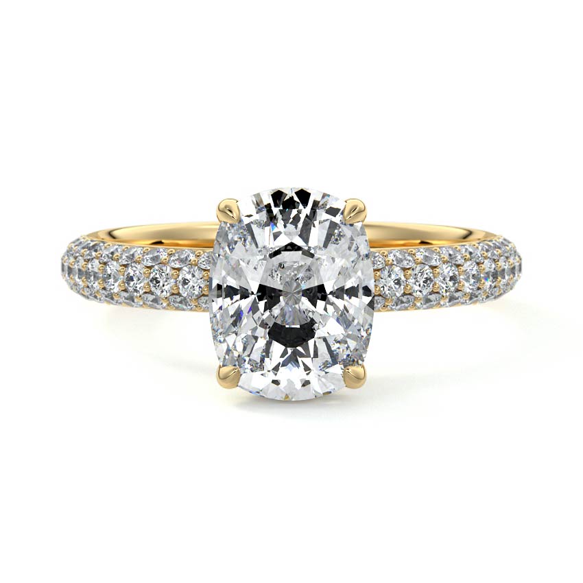 Celine - Cushion Yellow Gold Lab Grown Diamond Engagement Ring | Nura Lab