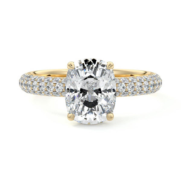 Celine - Cushion Hidden Halo Pavé Lab Grown Diamond Engagement Ring