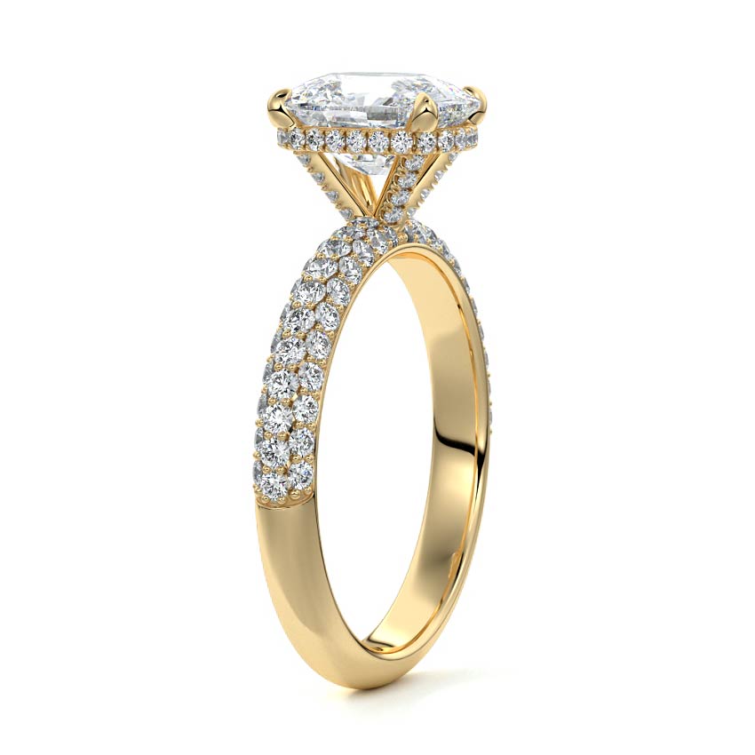 Celine - Cushion Yellow Gold Engagement Ring Side View | Nura Lab