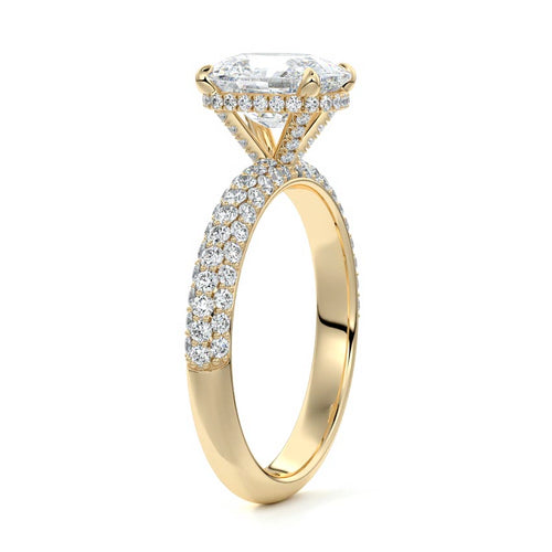Celine - Cushion Yellow Gold Engagement Ring Side View | Nura Lab