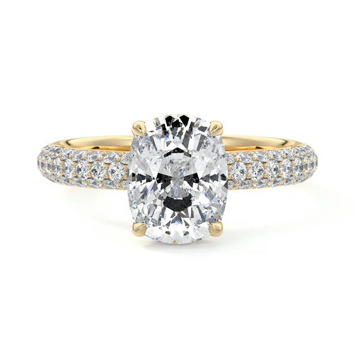 Celine - Cushion Yellow Gold Engagement Ring Detail View | Nura Lab