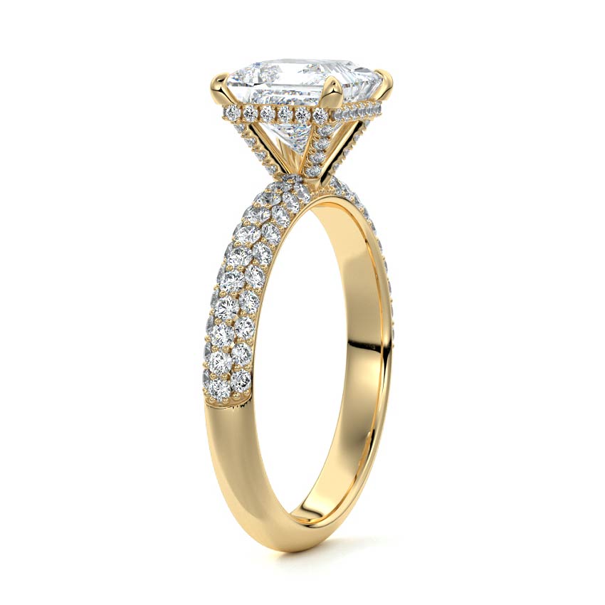 Celine - Princess Yellow Gold Engagement Ring Side View | Nura Lab