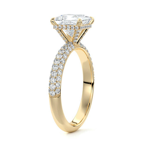 Celine - Princess Yellow Gold Engagement Ring Side View | Nura Lab