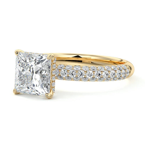 Celine - Princess Yellow Gold Engagement Ring Profile View | Nura Lab