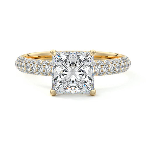 Celine - Princess Yellow Gold Engagement Ring Detail View | Nura Lab
