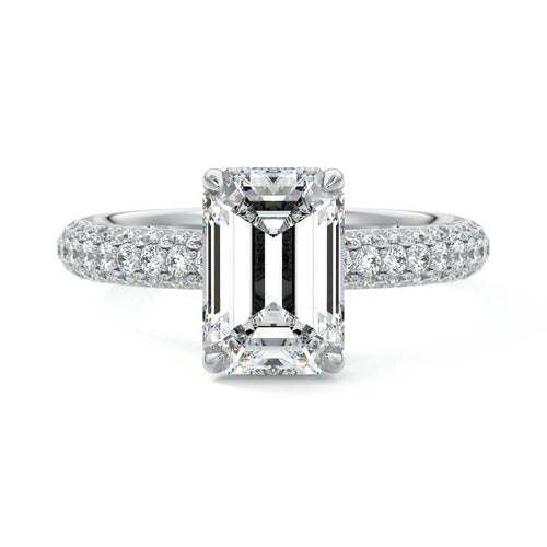 Celine - Emerald Cut Platinum Lab Grown Diamond Engagement Ring | Nura Lab