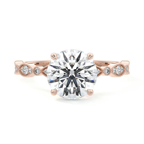Dahlia - Round Rose Gold Lab Grown Diamond Engagement Ring | Nura Lab