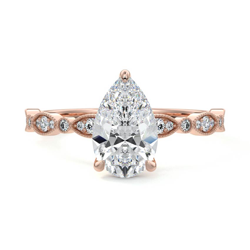 Dahlia - Pear Rose Gold Lab Grown Diamond Engagement Ring | Nura Lab