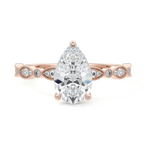 Dahlia - Pear Rose Gold Lab Grown Diamond Engagement Ring | Nura Lab