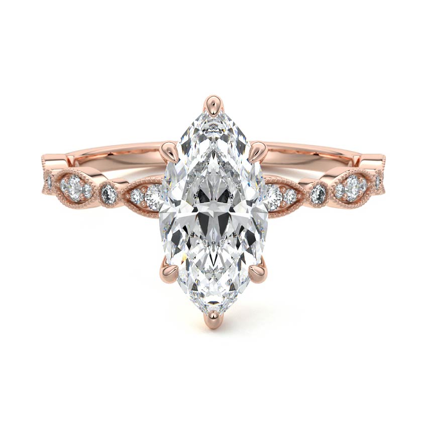 Dahlia - Marquise Rose Gold Lab Grown Diamond Engagement Ring | Nura Lab