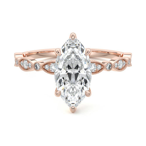 Dahlia - Marquise Rose Gold Lab Grown Diamond Engagement Ring | Nura Lab