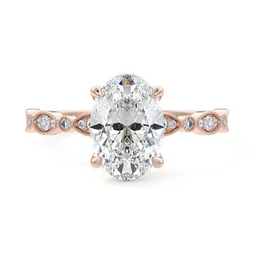Dahlia - Oval Rose Gold Lab Grown Diamond Engagement Ring | Nura Lab