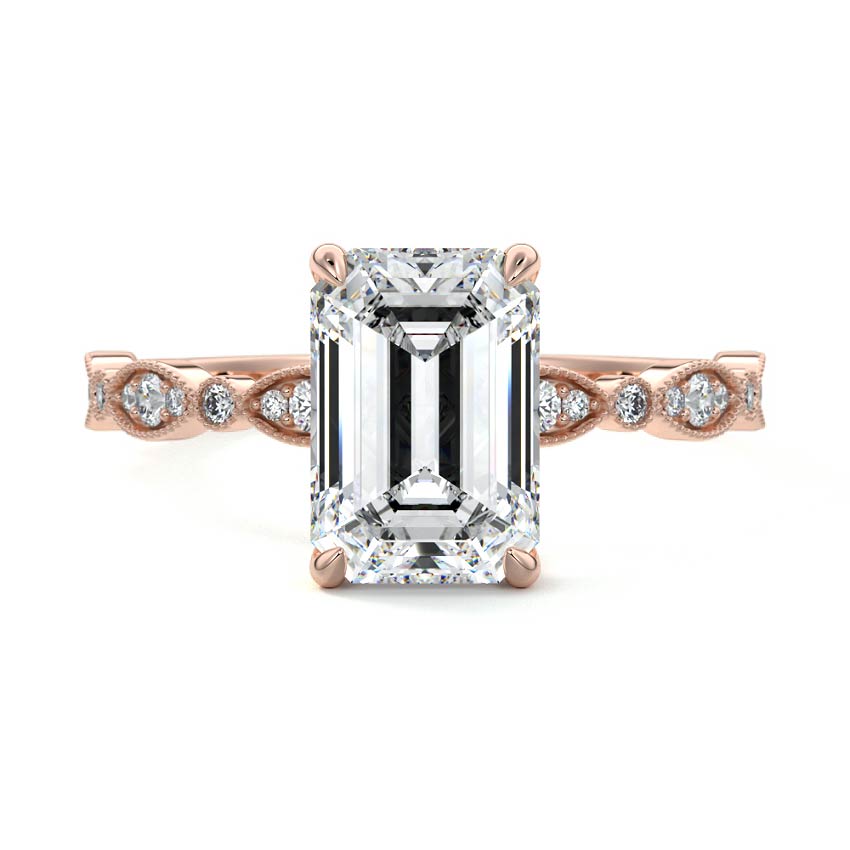 Dahlia - Emerald Cut Rose Gold Lab Grown Diamond Engagement Ring | Nura Lab
