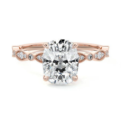 Dahlia - Cushion Rose Gold Lab Grown Diamond Engagement Ring | Nura Lab