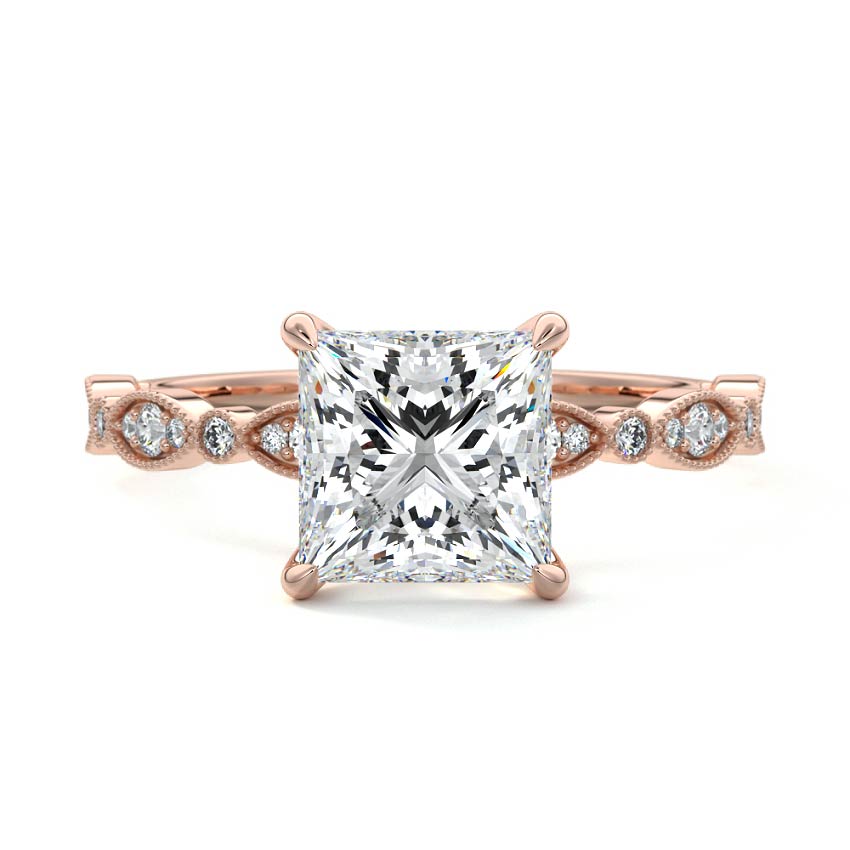 Dahlia - Princess Rose Gold Lab Grown Diamond Engagement Ring | Nura Lab