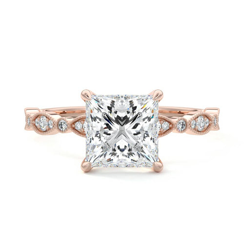 Dahlia - Princess Rose Gold Lab Grown Diamond Engagement Ring | Nura Lab
