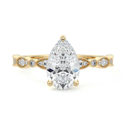 Dahlia - Pear Yellow Gold Lab Grown Diamond Engagement Ring | Nura Lab