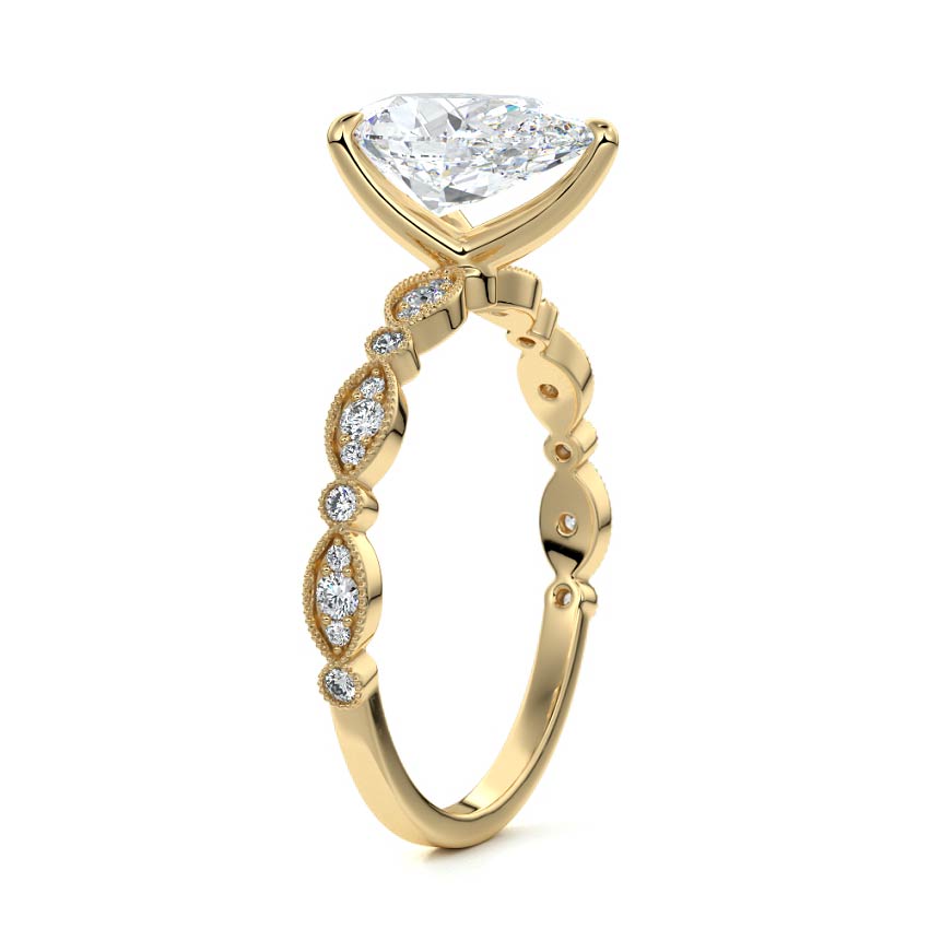 Dahlia - Pear Yellow Gold Engagement Ring Side View | Nura Lab
