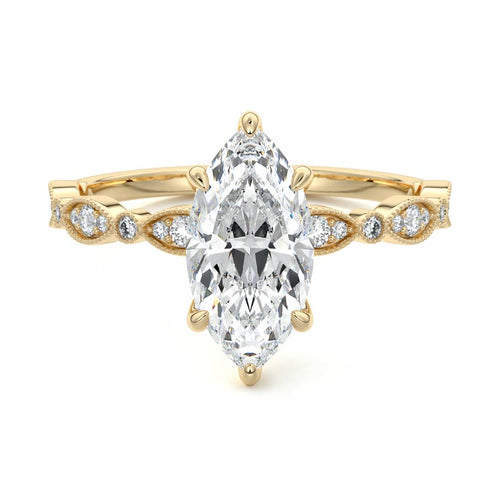 Dahlia - Marquise Yellow Gold Lab Grown Diamond Engagement Ring | Nura Lab