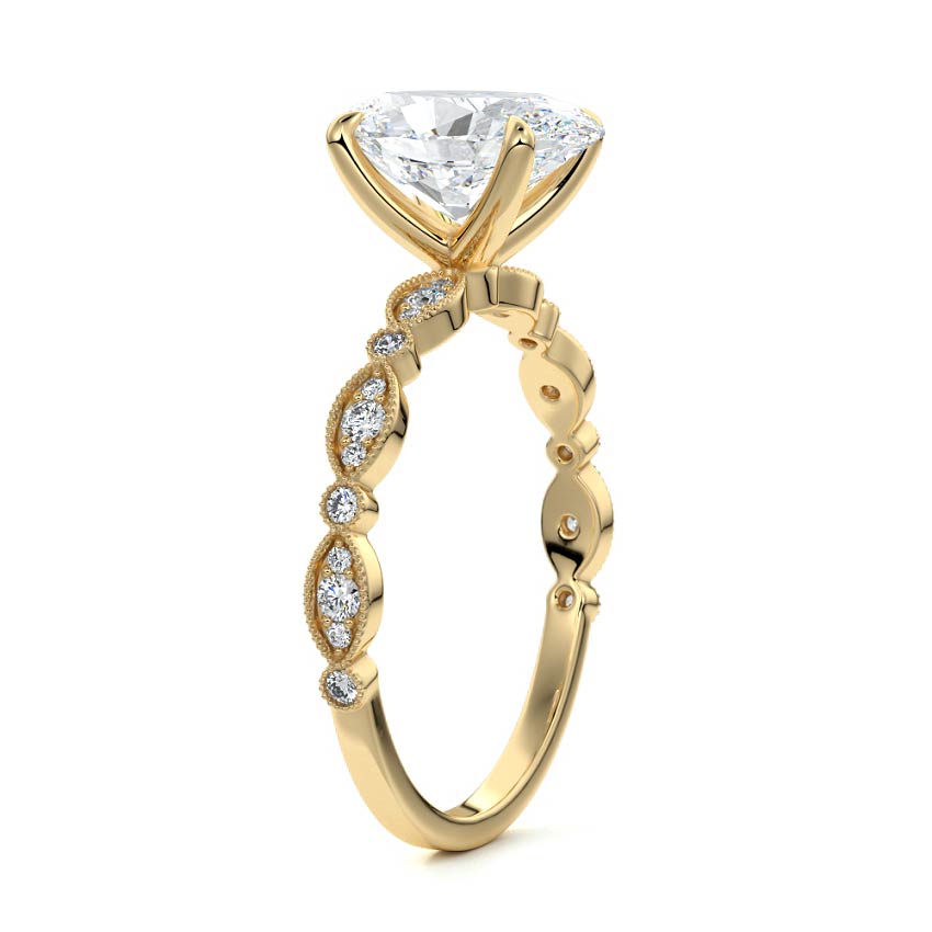 Dahlia - Oval Yellow Gold Engagement Ring Side View | Nura Lab