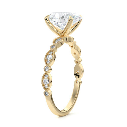 Dahlia - Oval Yellow Gold Engagement Ring Side View | Nura Lab