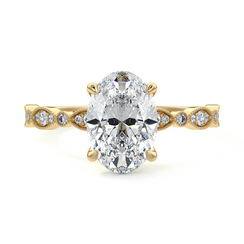Dahlia - Oval Yellow Gold Engagement Ring Detail View | Nura Lab