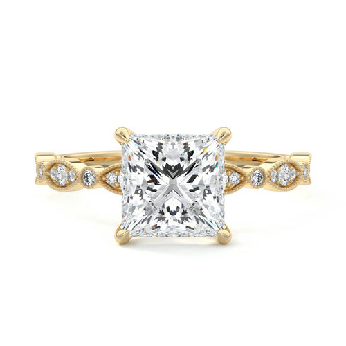 Dahlia - Princess Yellow Gold Lab Grown Diamond Engagement Ring | Nura Lab