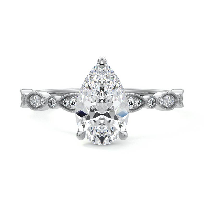 Dahlia - Pear White Gold Lab Grown Diamond Engagement Ring | Nura Lab