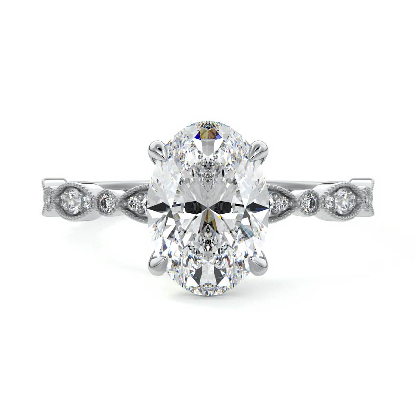 Dahlia - Oval White Gold Lab Grown Diamond Engagement Ring | Nura Lab