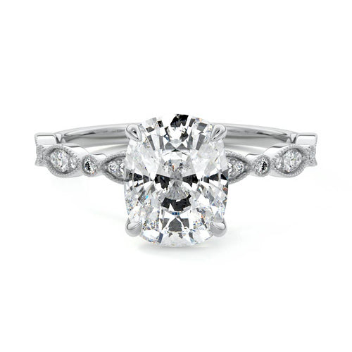 Dahlia - Cushion White Gold Lab Grown Diamond Engagement Ring | Nura Lab