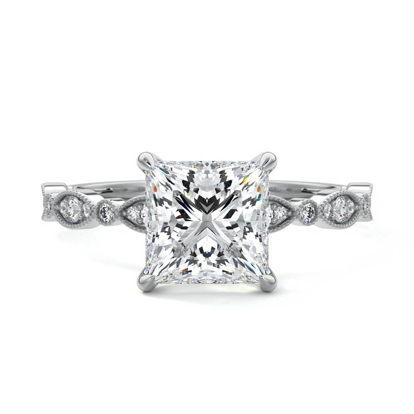 Dahlia - Princess White Gold Lab Grown Diamond Engagement Ring | Nura Lab